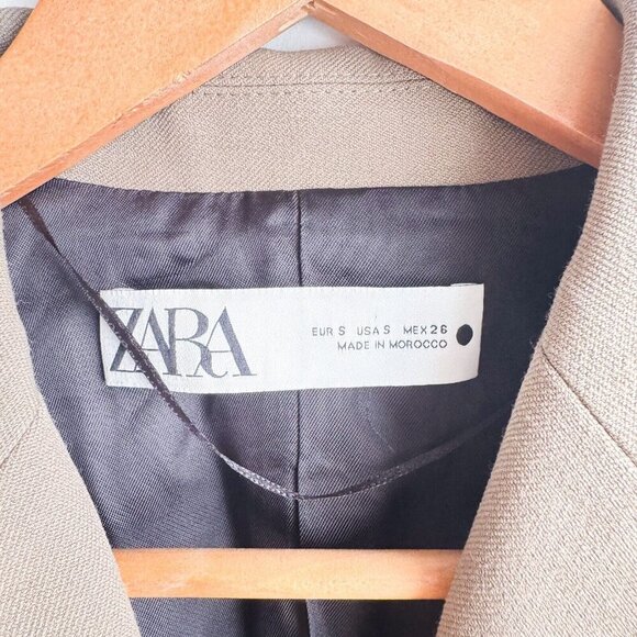 Zara Beige One Button Classic Blazer S - Picture 3 of 5